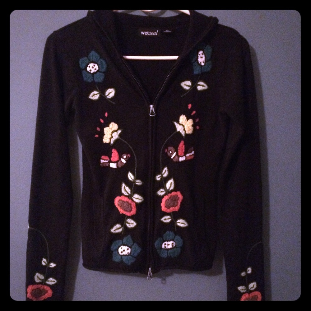 Black hooded sweater